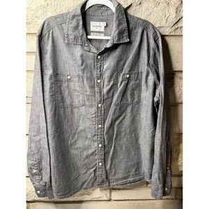 Goodfellow & Co Mens Grey Cotton Chambray Long Sleeve Button Down Shirt XL